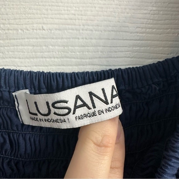 Lusana Dress Midi Tiered Navy Blue Vacation Summer Dainty Size 2 Extra Small - Picture 5 of 8